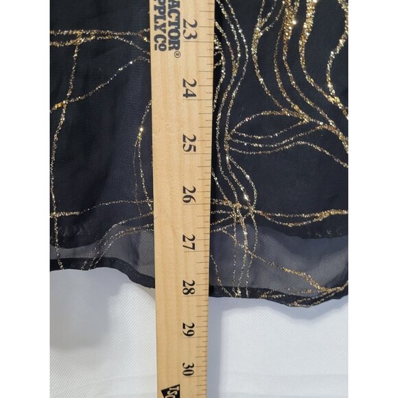 G Lance Top Vintage Plus Size 2X Sheer Black Gold Glitter Button Bright Artsy - Picture 6 of 15